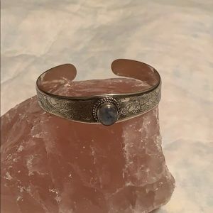 Silver and moonstone cuff bracelet